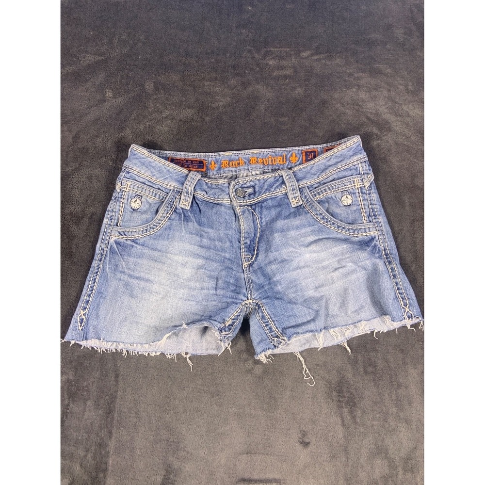 Rock Revival Elizabeth Wide Leg Women's Shorts Size 31 Blue Denim Low Rise